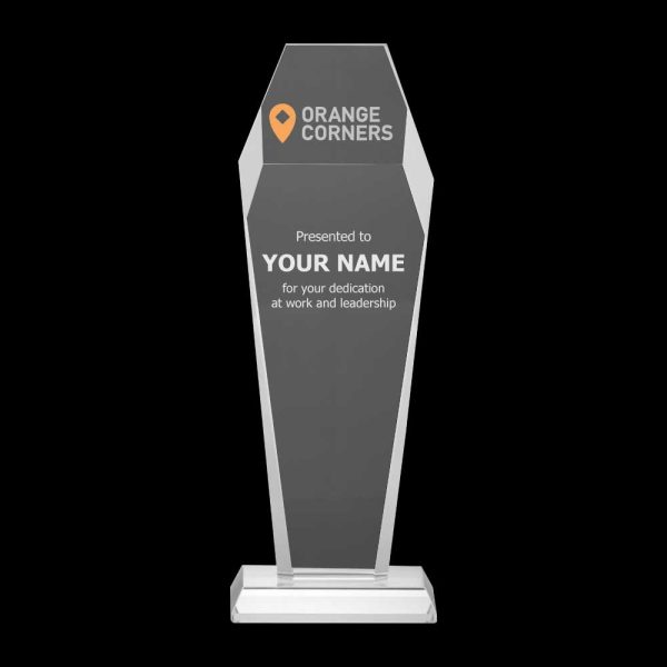 Hexagon Shaped Crystal Awards with Glass Base & Box Cinqo Media